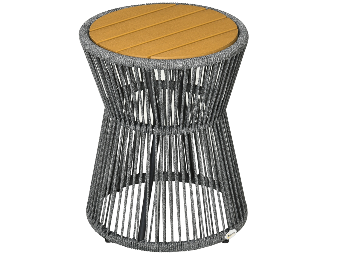 Mesa De Bistró De Plástico Con Patas Ajustables, Color Gris Natural.