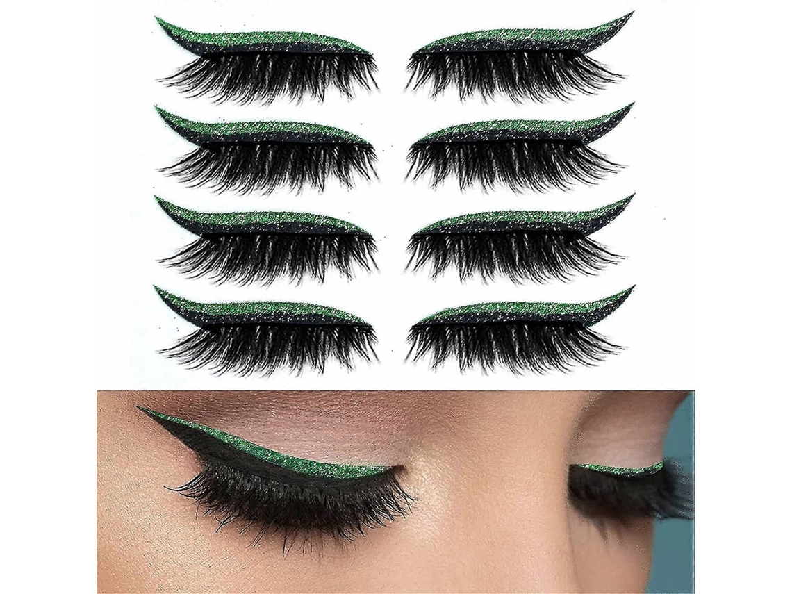 4 pares de cintas delineadoras de ojos reutilizables con purpurina, invisibles y autoadhesivas, herramienta de maquillaje QH Rosewell