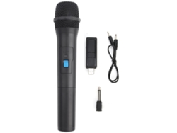 Micrófono Inalámbrico De Mano Vhf Profesional En Plástico Abs Negro Con Recepción Usb.