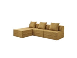 Sofá modular 3+1 + otomana convertible Tweed Mostaza SKOFFA