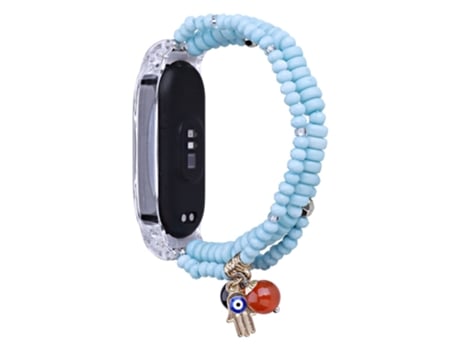 Correa de cuentas trenzadas con cuentas estilo de vacaciones para Xiaomi Mi Band 5/Band 6 - lago azul
