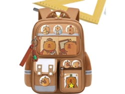Mochila impermeable Capybara con múltiples bolsillos espaciosos, diseño de dibujos animados, ideal para acampar.
