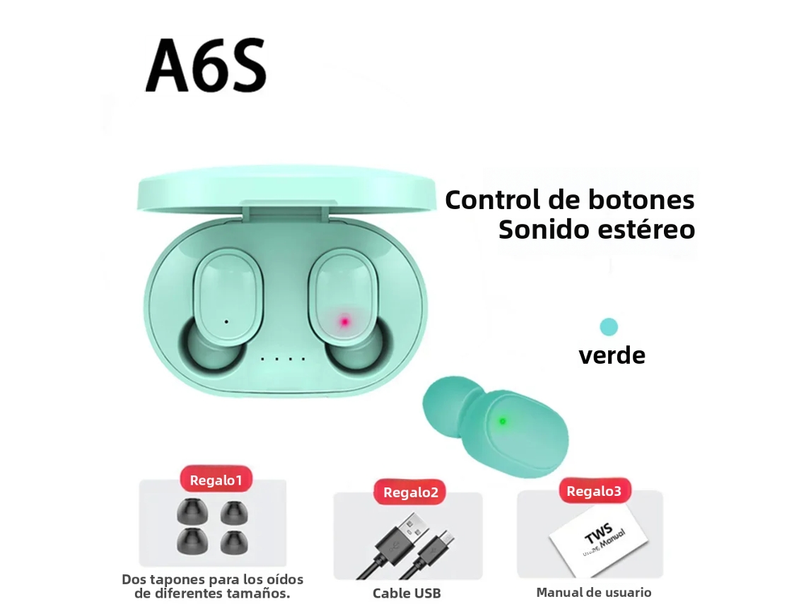(verde) Auriculares Inalámbricos Bluetooth 5.0 Con Cancelación De Ruido, Control Táctil Hif Estéreo Deportivo.