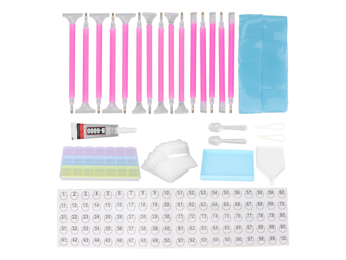 Rebe-kit De Ferramentas Para Pintura De Pedras Strass Diy Profissional Com Caixa De Armazenamento, Lápis, Cola E Acessórios