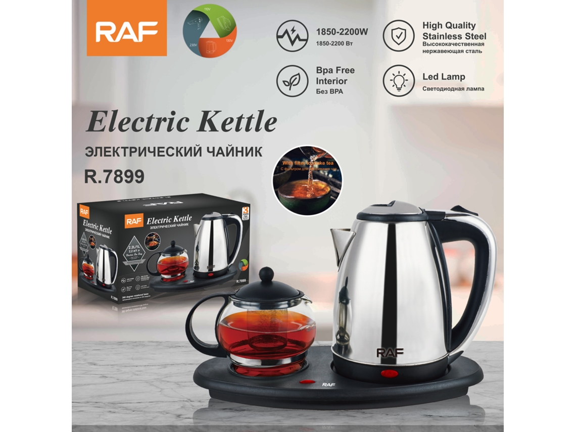 Juego de té estándar europeo con hervidor eléctrico, hervidor eléctrico con aislamiento de acero inoxidable y juego de té. Mdug