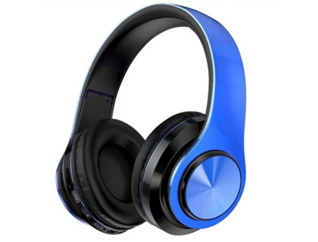Auriculares Bluetooth Lx-011#-Inalámbrico luminoso montado en la cabeza - Inalámbrico azul negro sobre la oreja con micrófono