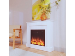 Mpc Camillo-white Chimenea Eléctrica, 60cm, Madera Blanca, 750w/1500w, Efecto De Llama Led Ultra Realista, Termostato Automático Y Mando A Distancia