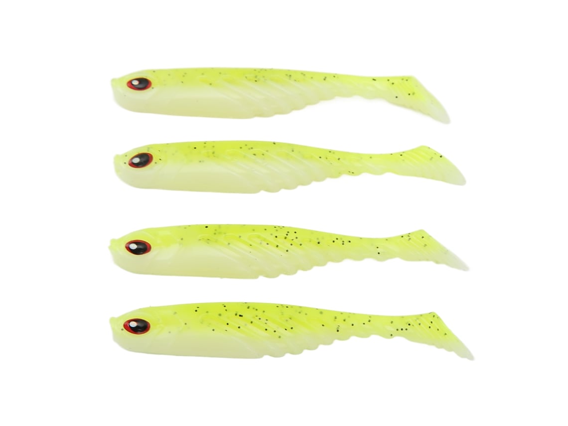 4pcs Isca Artificial T Tail Soft Pvc 75mm 3.2g Bicolor Wobblers Jigging Para Pesca Amarelo Branco