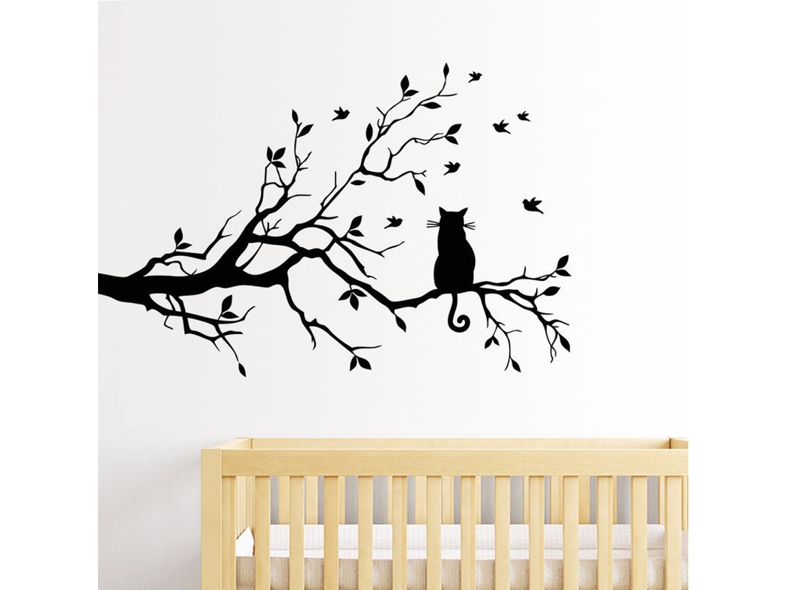 2026-adhesivo De Ventana Gatito Vinilo Decorativo Removable Diy Para Hogar, Negro 58x38cm