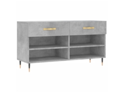 Banco zapatero de madera, color gris cemento, MAISON EXCLUSIVE (102 x 35 x 55 cm)