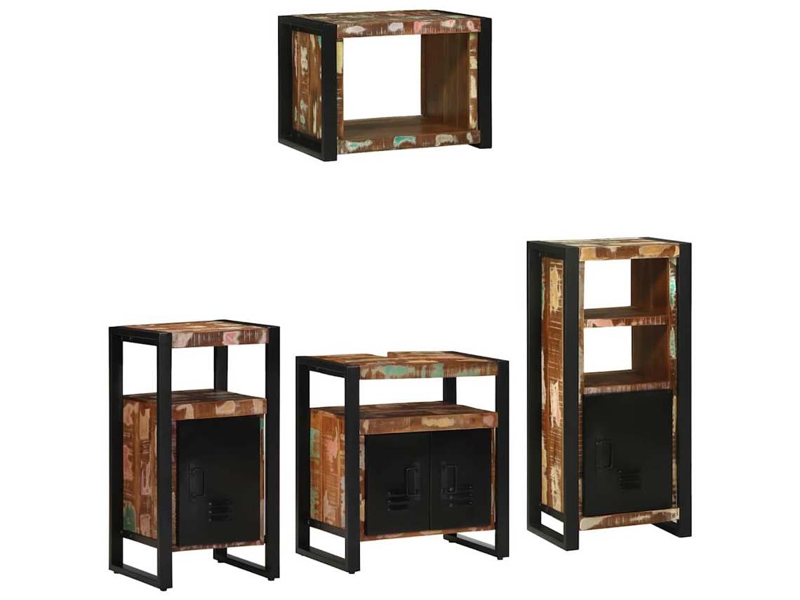 Maison Exclusive - Juego De Muebles De Baño 4 Pcs Madera Sólida Recuperada
