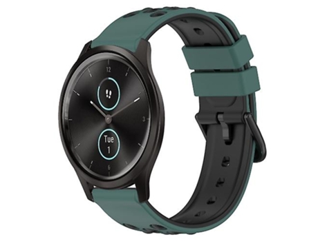 Correa Para Garmin Garminmove Style 20mm Correa De Reloj De Silicona Porosa Bicolor Verde Oliva-Negro VENISYMLIS