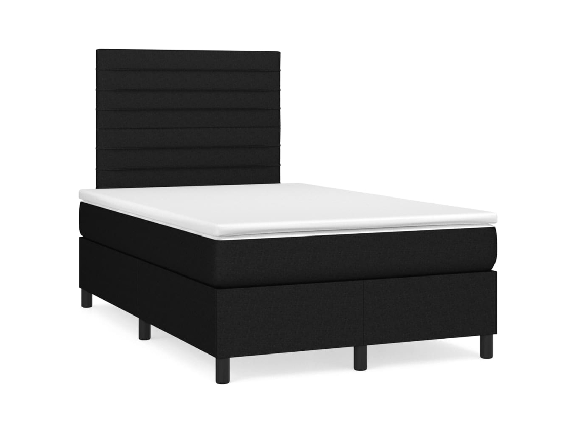 Cama Box Spring Con Colchón Tela Negro 120x190 Cm