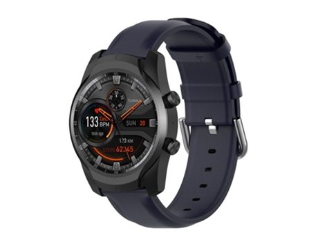 Correa de reloj inteligente para Ticwatch Pro 2020 Correa de cuero de 22 mm con hebilla trasera redonda (azul marino)
