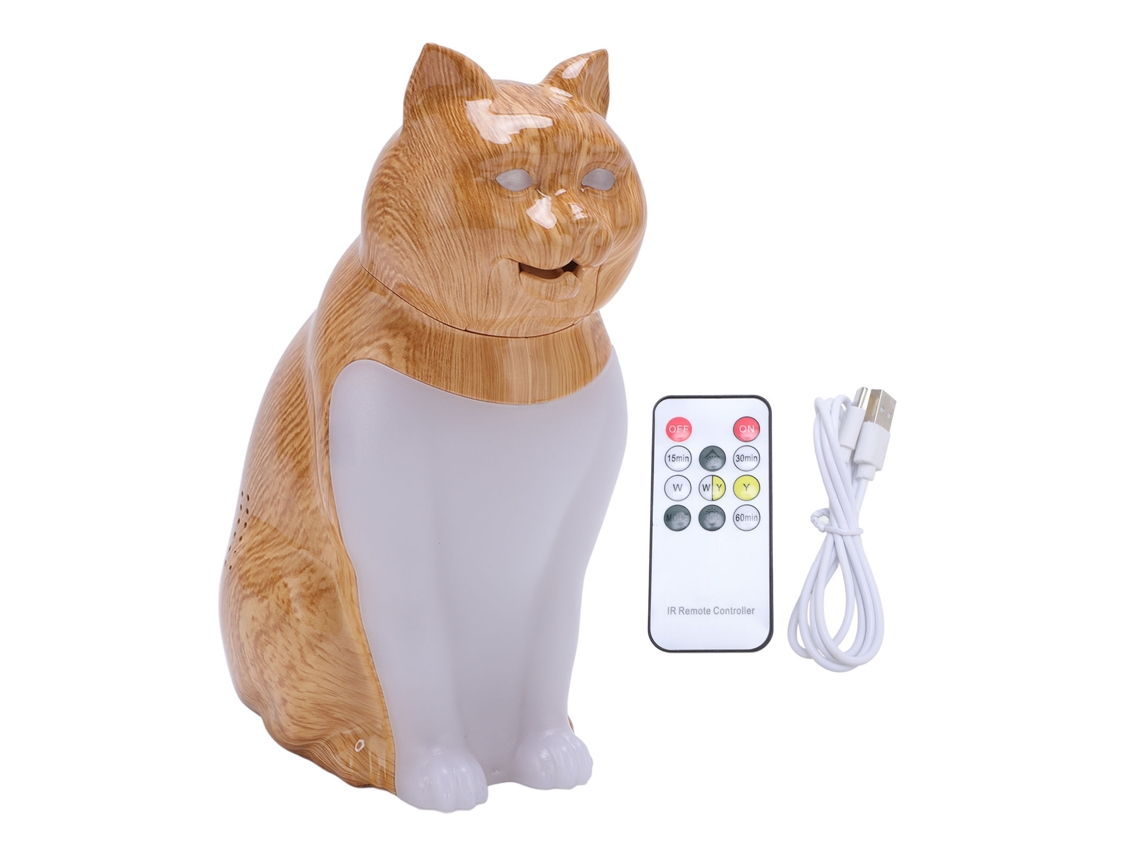 Lámpara nocturna USB con forma de gato, control remoto y sonido.