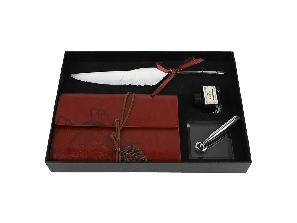 Vlrla-2026novoset De Regalo De Cuaderno De Cuero Retro Y Pluma Estilográfica