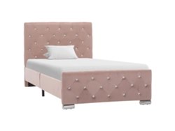 Estructura De Cama Sin Colchón Terciopelo Rosa 90x200 Cm