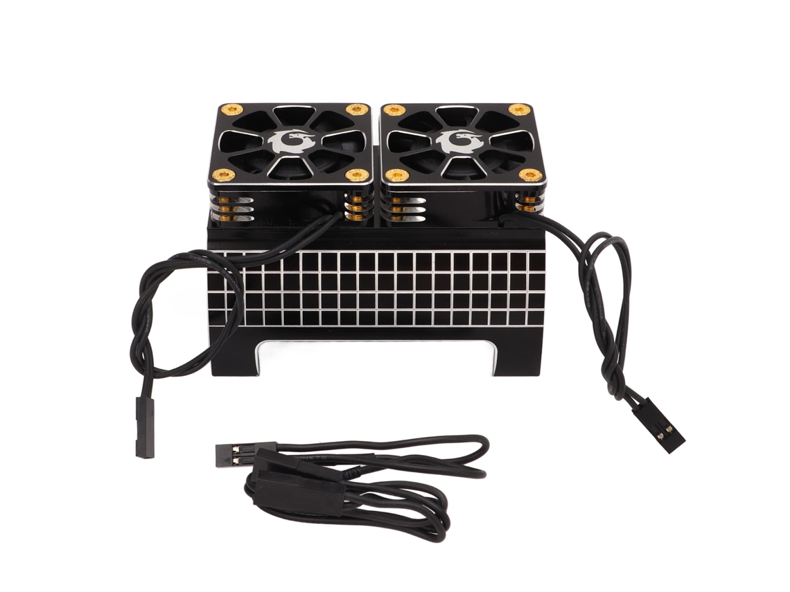 Disipador de calor de 2 ventiladores para motor RC Traxxas de 5" y 7,4 V, color negro.