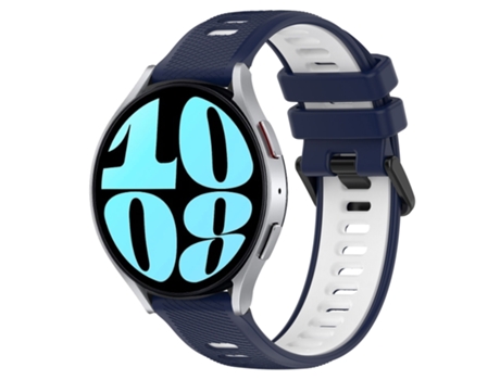 Correa de reloj inteligente para Samsung Galaxy Watch 6 40 mm 20 mm Correa deportiva de silicona bicolor (azul medianoche + blanco)