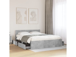 Cama Con Cabecero Madera De Ingeniería Gris Hormigón 150x200 Cm