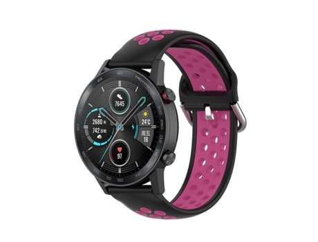 Correa de reloj inteligente para Honor Watch GS 3i 22 mm Correa deportiva de silicona bicolor (negro + rojo rosa)