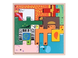 Bloco De Construção Em Madeira Com Forma Animal Puzzle 3d Educacional Para Crianças 3 Anos +