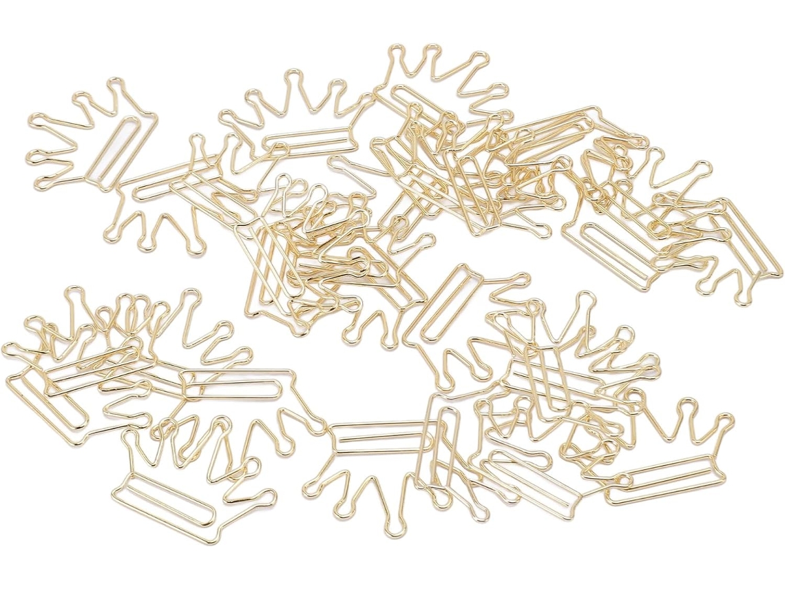 Clips De Papel Ligeros Y Resistentes Con Forma De Corona Dorada, Ideales Para Clasificar