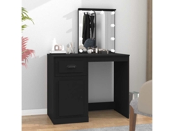 Tocador - Mesa de maquillaje con luz LED 90x50x132,5 cm Derivados de madera Negro HARLANV1