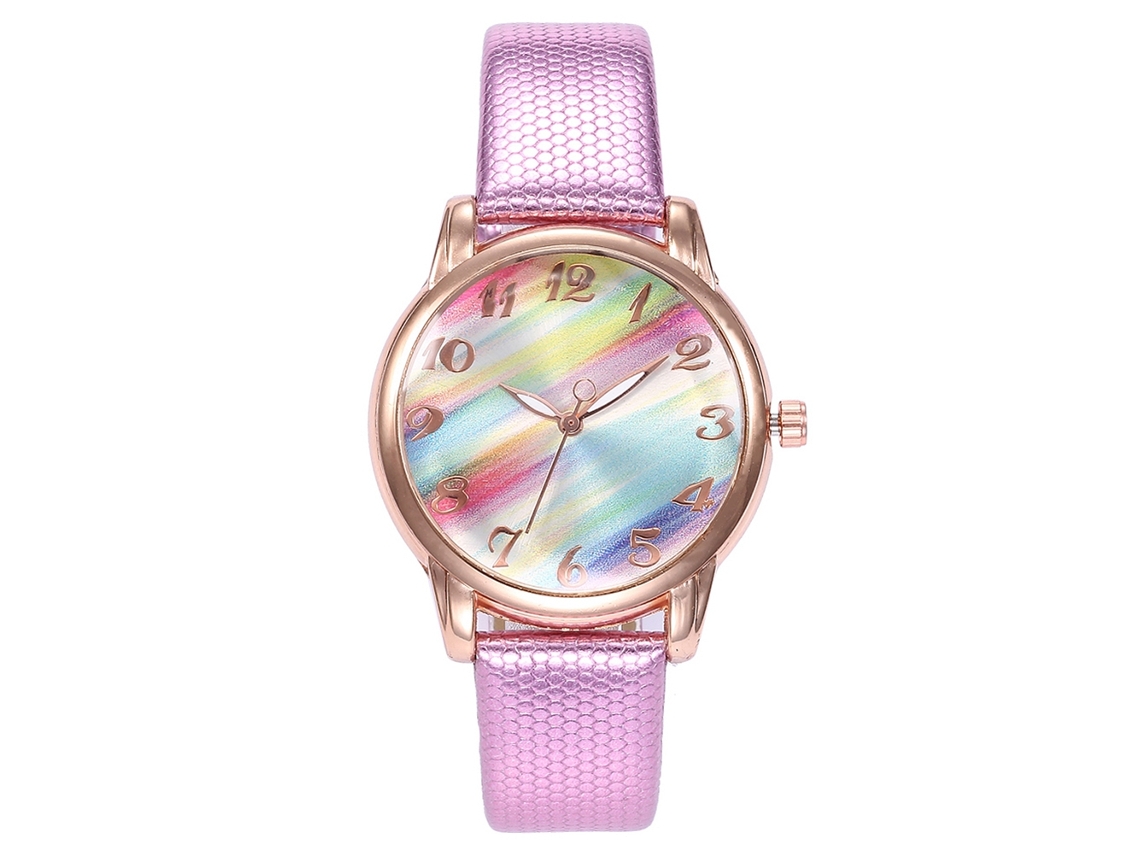 Reloj De Pulsera Vansvar Para Mujer Con Correa De Pu Rosa Degradada.