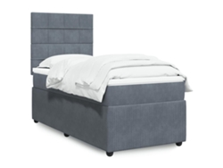 Cama Box Spring Con Colchón Terciopelo Gris Oscuro 90x200 Cm