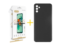 Pack 2 X Película de Vidrio Templado 2.5D + Funda ACCETEL para Samsung Galaxy A35 5G Silicona Liso Negro 