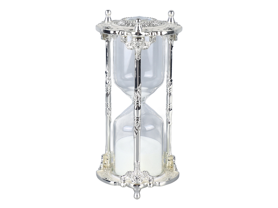 Reloj antiguo decorativo de metal blanco de 15 minutos