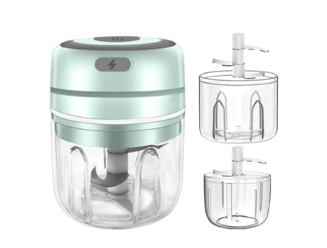 Picador de ajo eléctrico Mini picador de ajo Procesador de alimentos inalámbrico portátil (verde) ZMDECQNA