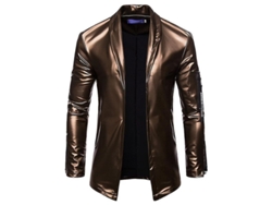 2026-chaqueta De Cuero Falso Para Hombre Manga Larga Slim Fit Casual Pu Blazer Abrigo Exterior