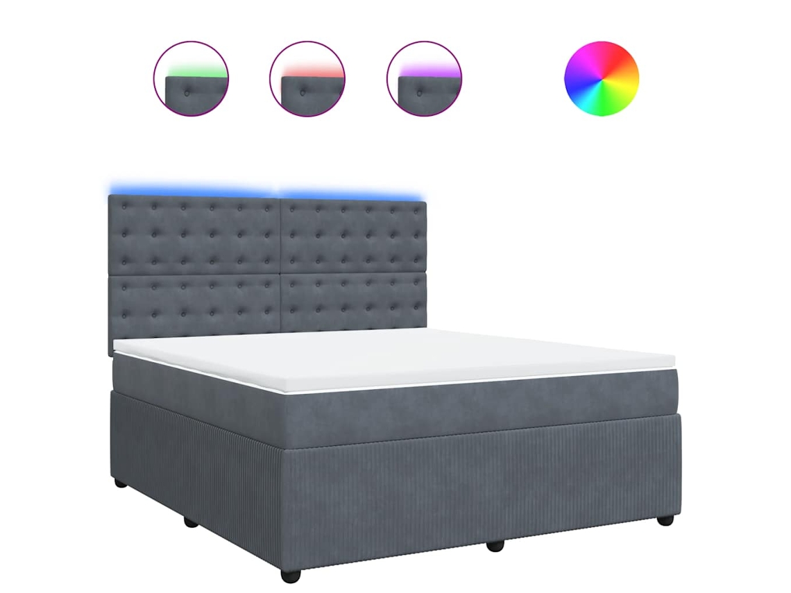 Maison Exclusive - Cama Box Spring Con Colchón Terciopelo Gris Oscuro 180x200 Cm