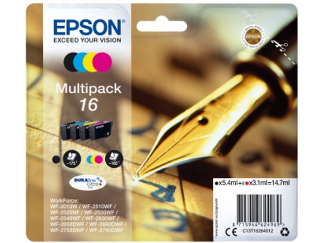 Pack ahorro cartuchos de tinta original EPSON 16, Bolígrafo y crucigrama, C13T16264012, T1626