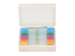 10 portaobjetos para microscopio con muestras para uso en laboratorio, sin marcar.