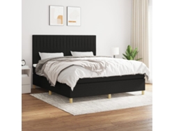 Cama Box Spring Con Colchón Tela Negro 160x200 Cm