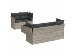 Conjunto de 6 sofás de jardín con cojines, mimbre, patas gris claro, MAISON EXCLUSIVE (80x200 cm)