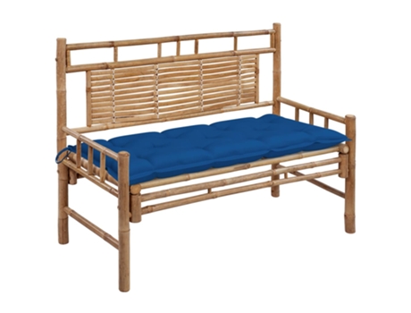 Banco de jardín con cojín bambú 120 cm MAISON EXCLUSIVE