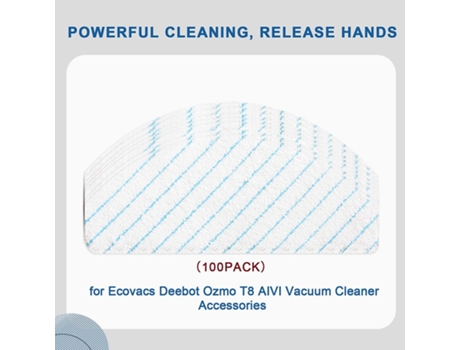 Paquete de 100 almohadillas desechables para fregona compatibles con Robot aspirador Ecovacs Deebot Ozmo T8 AIVI