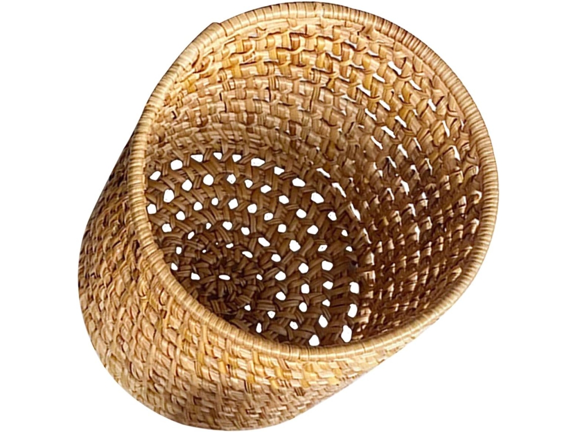 Portalápices De Ratán Natural Tejido, Organizador De Escritorio Versátil Para Bolígrafos, Pinceles Y Maquillaje.
