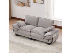 Sofá Modular 2 Plazas - Asiento Ancho, Diseño Ergonómico, Espuma De Alta Densidad, Puerto Usb-c Y Bolsillos Laterales - Gris Claro