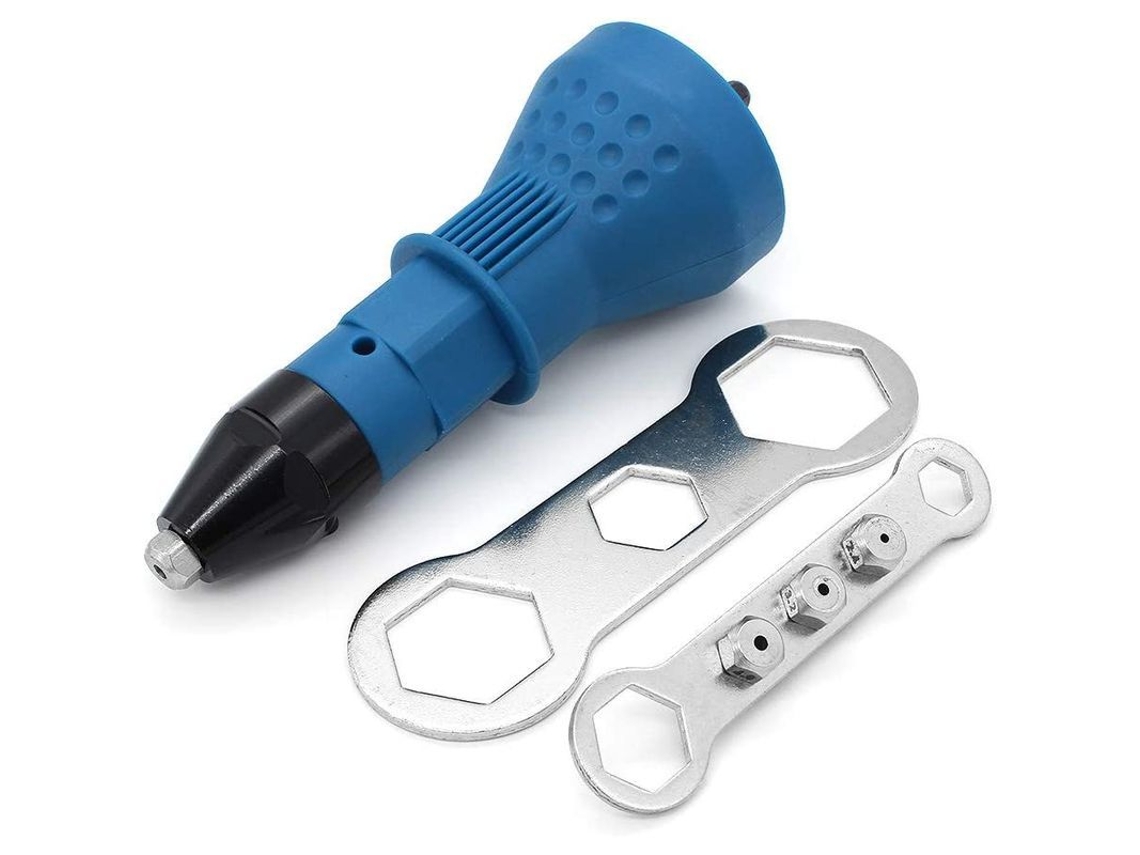 Adaptador Para Remachadora Inalámbrica Para Taladro Eléctrico, Kit De Accesorios, 4 Tamaños De Boquilla, Azul