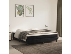 Estructura De Cama Sin Colchón Terciopelo Negro 180x200 Cm