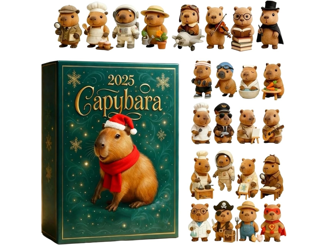 Calendário Do Advento Capibaraa- 10, 24 X 7, 09 Polegadas, 24 Dias, Estatuetas 2d, Do Para Decoração De Casa,