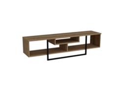 Silo Mueble De Tv De Diseño Industrial De Nogal Y Negro Con Almacenamiento - 149 Cm