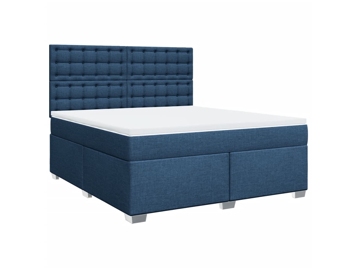 Maison Exclusive - Cama Box Spring Con Colchón Tela Azul 180x200 Cm