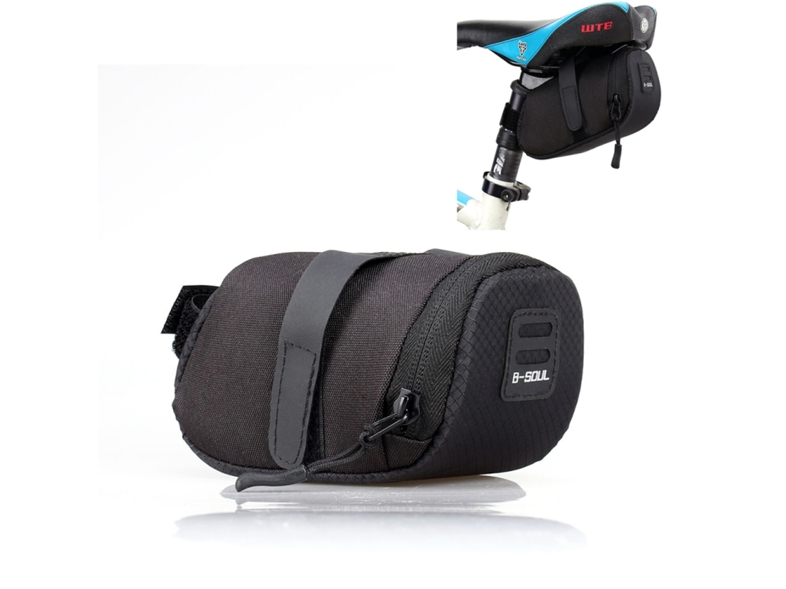 Bolsa de nailon impermeable para bicicleta (3 colores), bolsa para sillín, bolsa trasera Mdug (negra)