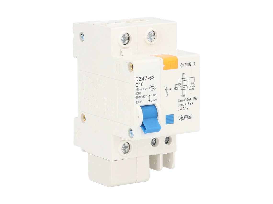 Disyuntor Mini Mcb 1p+n 10a 230v 400v 30ma, Capacidade De Ruptura 6000a Para Casa